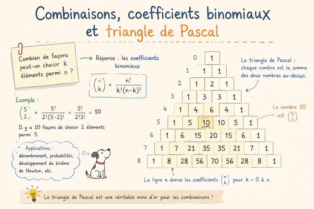 Combinaisons, coefficients binomiaux et triangle de Pascal