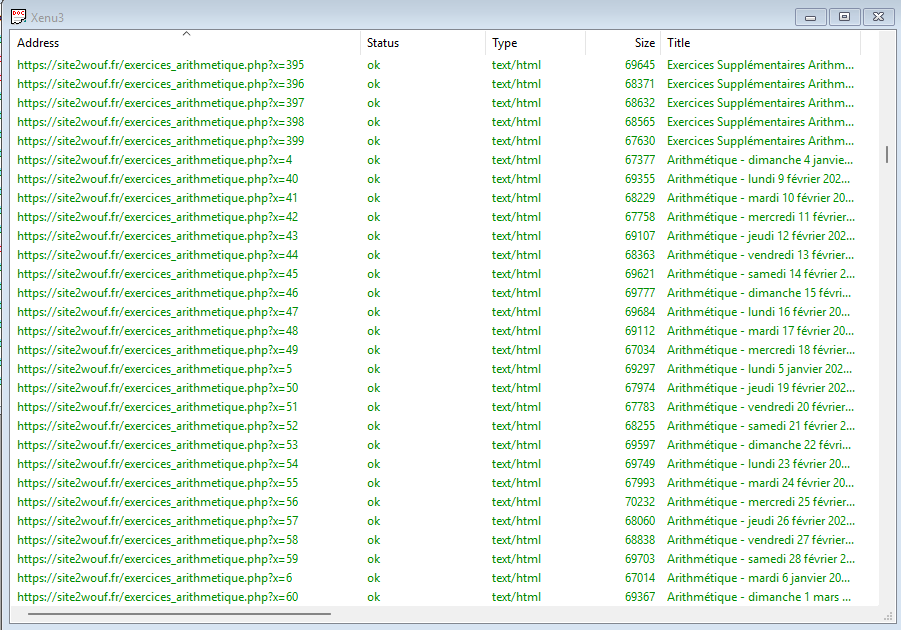 Xenu : capture d'écran