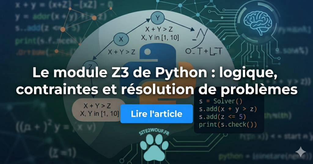 Le module Z3 de Python : logique, contraintes et résolution de problèmes