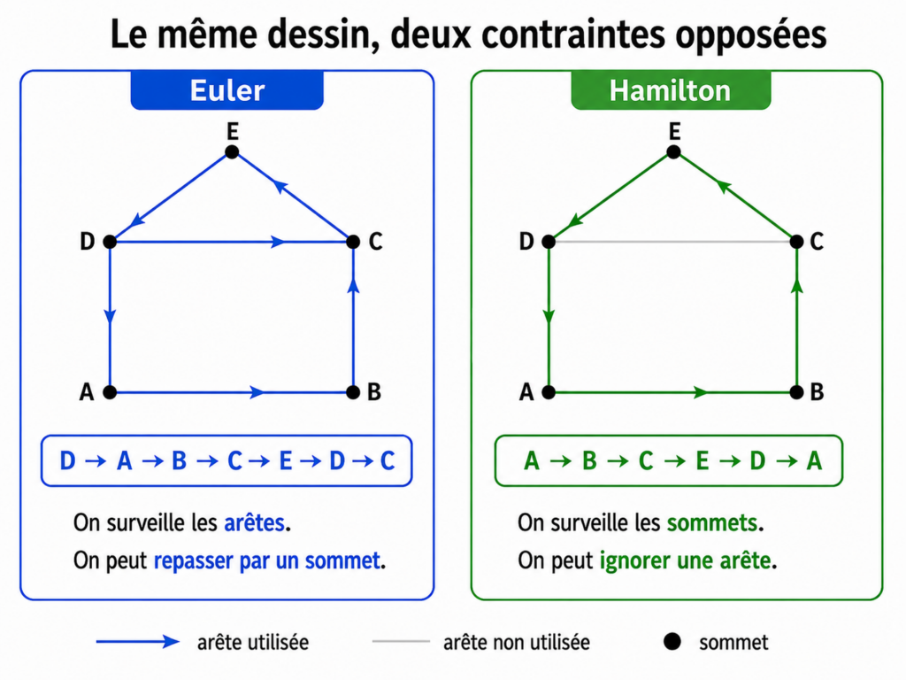 Le même dessin, deux contraintes opposées