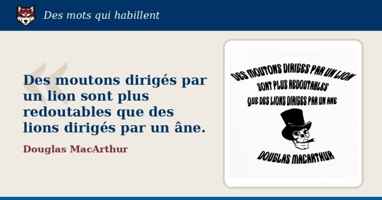 « Des moutons dirigés par un lion sont plus redoutables que des lions dirigés par un âne. », Douglas MacArthur : la citation et le T-shirt qui la porte