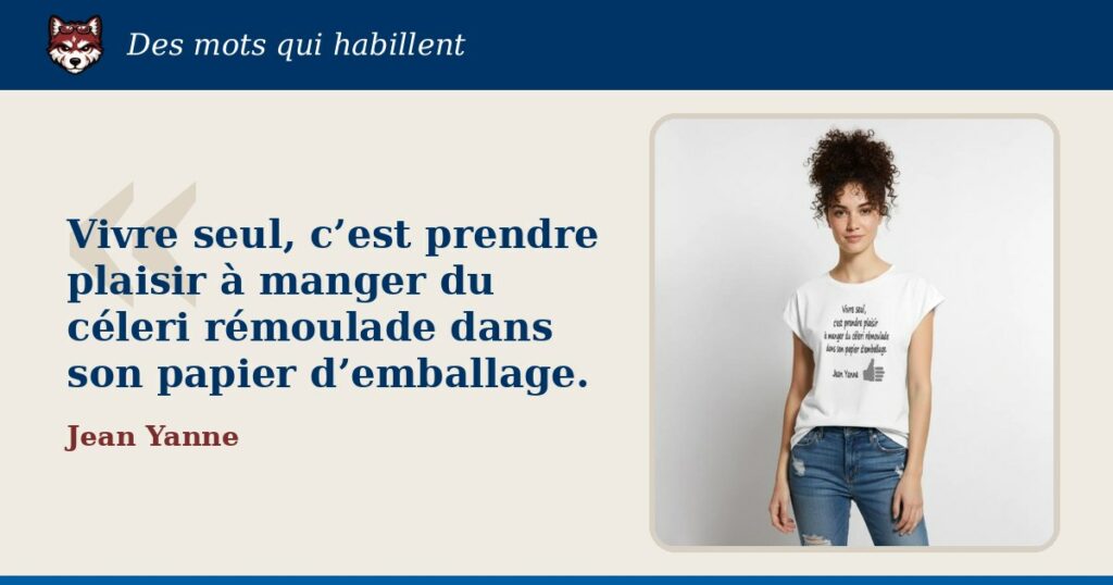 « Vivre seul, c’est prendre plaisir à manger du céleri rémoulade dans son papier d’emballage. », Jean Yanne : la citation et le T-shirt qui la porte