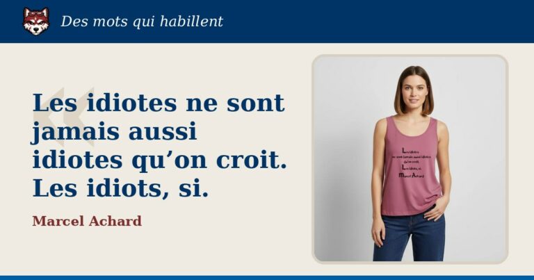 « Les idiotes ne sont jamais aussi idiotes qu’on croit. Les idiots, si. », Marcel Achard : la citation et le T-shirt qui la porte