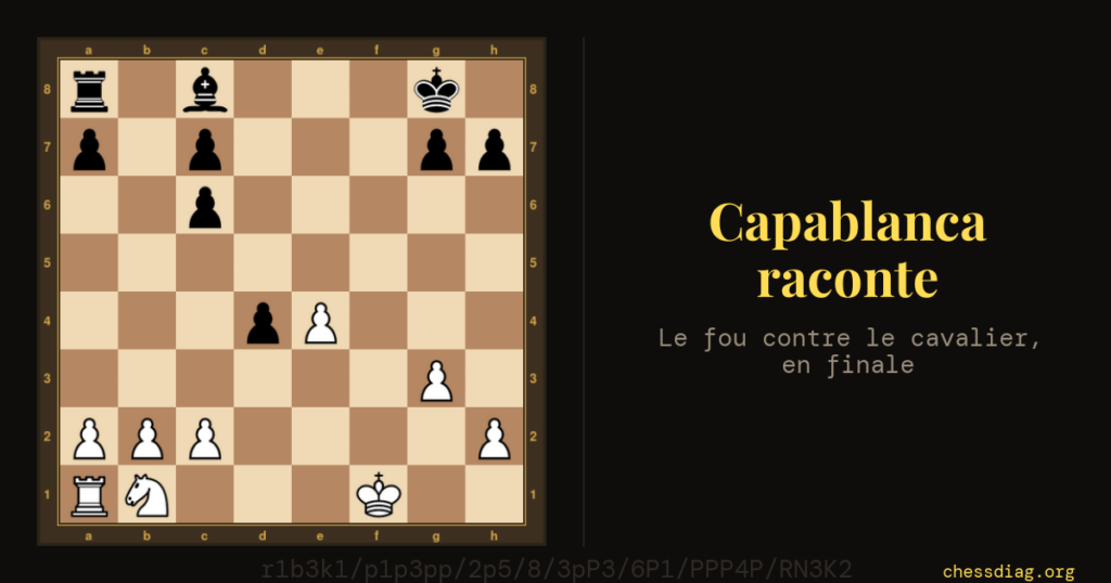 Fou contre cavalier en finale — Lasker contre Marshall 1907 : les Noirs jouent, fou contre cavalier