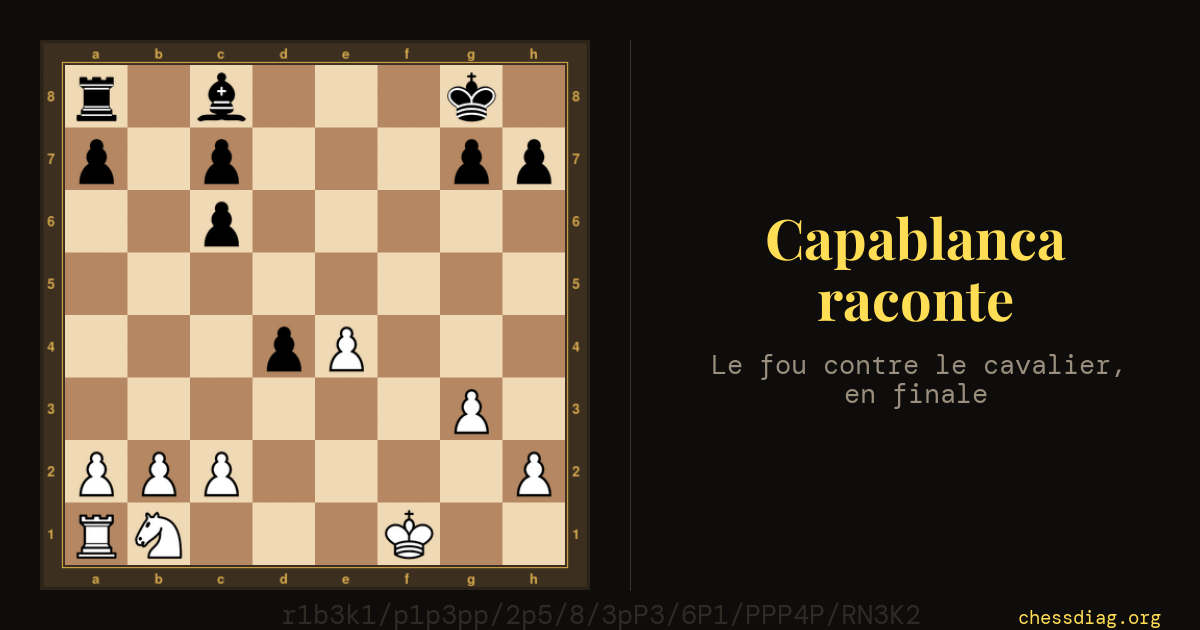 Fou contre cavalier en finale — Lasker contre Marshall 1907 : les Noirs jouent, fou contre cavalier