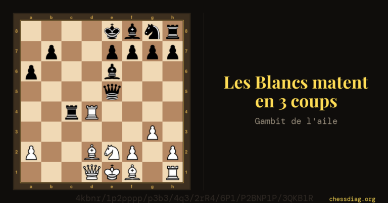 Gambit de l'aile : les Blancs matent en 3 coups (1. Td8+ !)