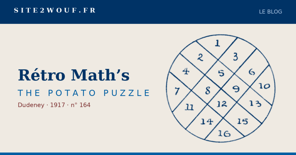 Coups de couteau — Rétro Math’s — THE POTATO PUZZLE, Dudeney 1917 : la rondelle découpée